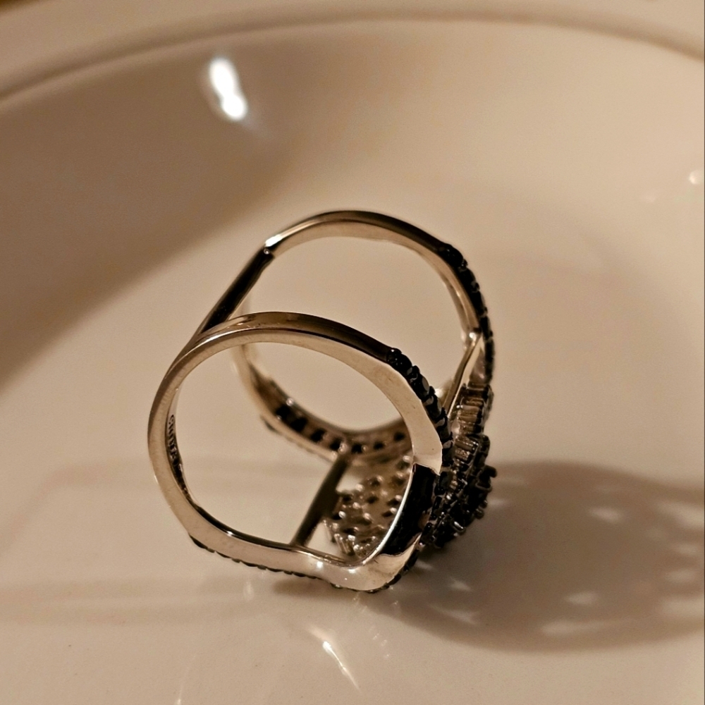 1.84 CTW Black Spinel BBJ 925 Sterling Silver Cocktail Ring Size 6 R1P22 - Picture 6 of 12